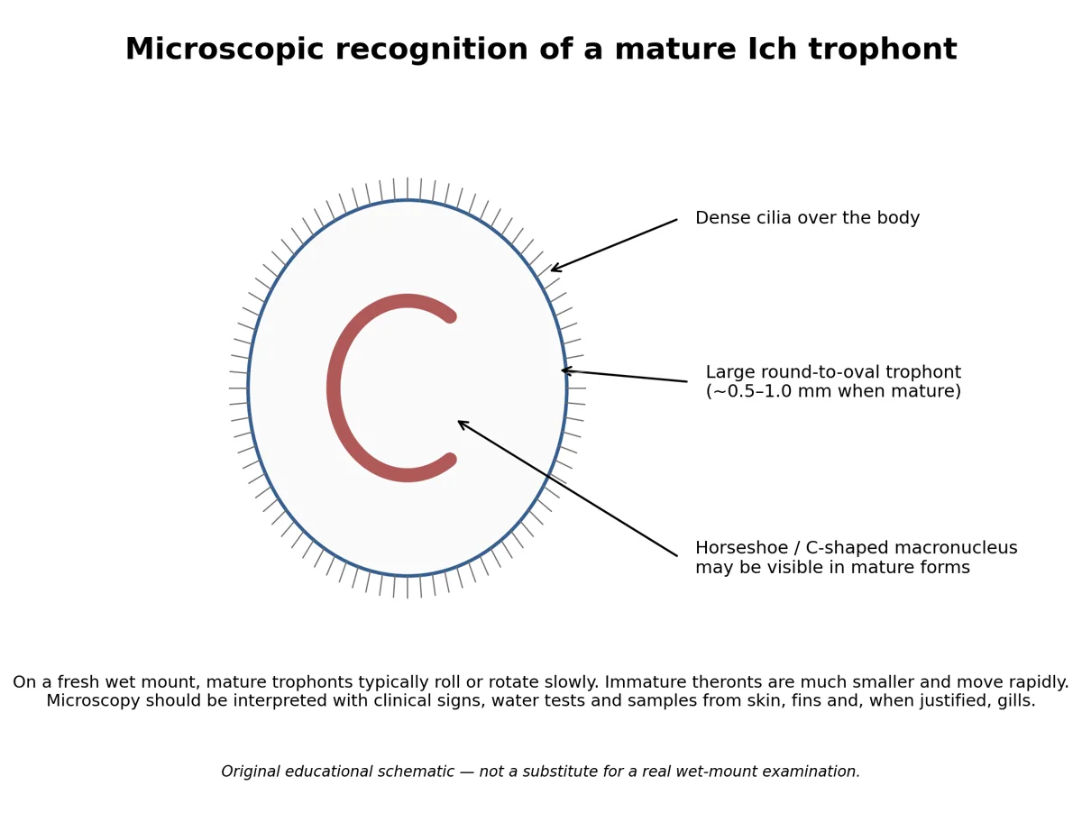 Source illustration: White Spot (Ich) in Koi: Life Cycle, Symptoms and Treatment